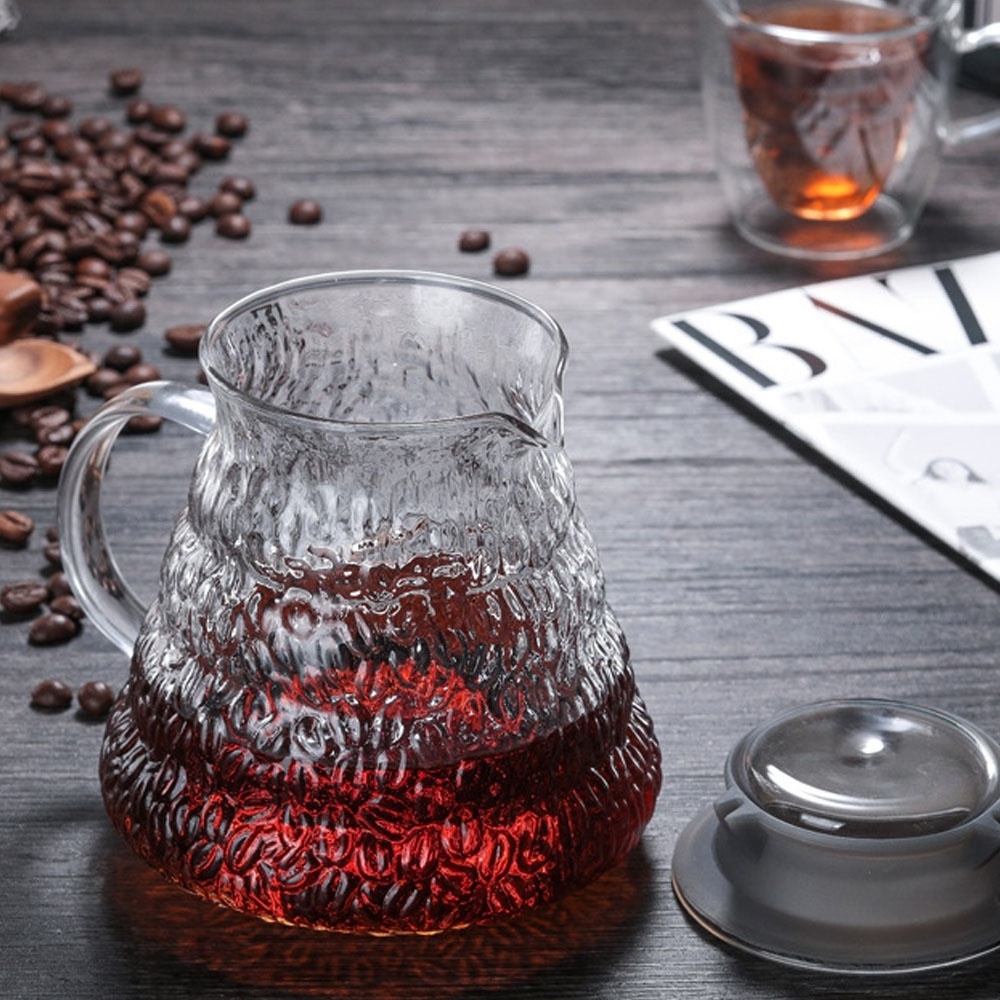 Embossed Cloud Glass Pot 600ml Coffee Server V02 Pour Over Coffee Tools Espresso Coffee Maker Kitchen Accessories