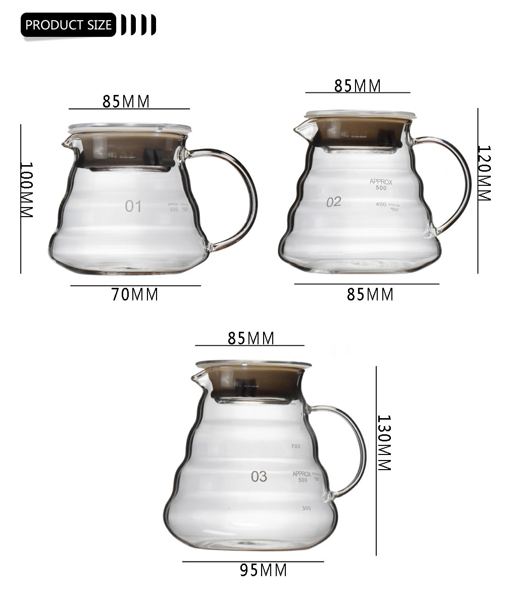 Nenya 360ml 580ml 780ml Clear pour over Glass Coffee Server High Quality Cloud Coffee Carafe 02