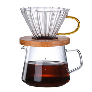 Heatproof Percolater Pour Over Coffee Dripper Glass Server Coffee Filter Cup Brewer Barista Percolator maker with Colorful Handle