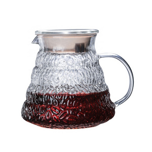 Embossed Cloud Glass Pot 600ml Coffee Server V02 Pour Over Coffee Tools Espresso Coffee Maker Kitchen Accessories