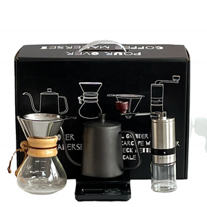 Pour Over Coffee Kit  Dripper Filter 400ML Sharing Pot with Stainless Steel Filter Cup Manual Coffee Bean Grinder Travel Set