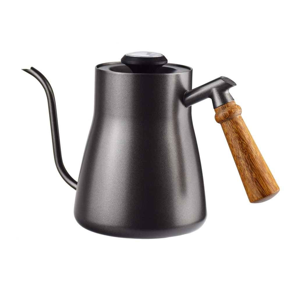 BH50 Ecocoffee Gooseneck Kettle 850ml stainless steel coffee kettle With thermometer wengewood handle Pour Over Pot Da