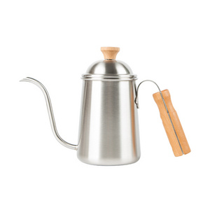 Pour Over Kettle 600ml Barista Gooseneck Kettle with Wood Handle for Stovetops Drip Coffee & Tea Brewing