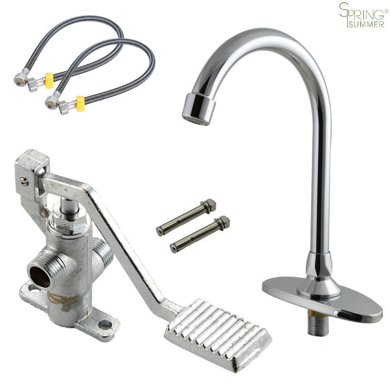 Hospital Faucets Foot Valve Kitchen Faucet Pedal Tap Cold Water Foot Operated Hand Wash Sink Faucet