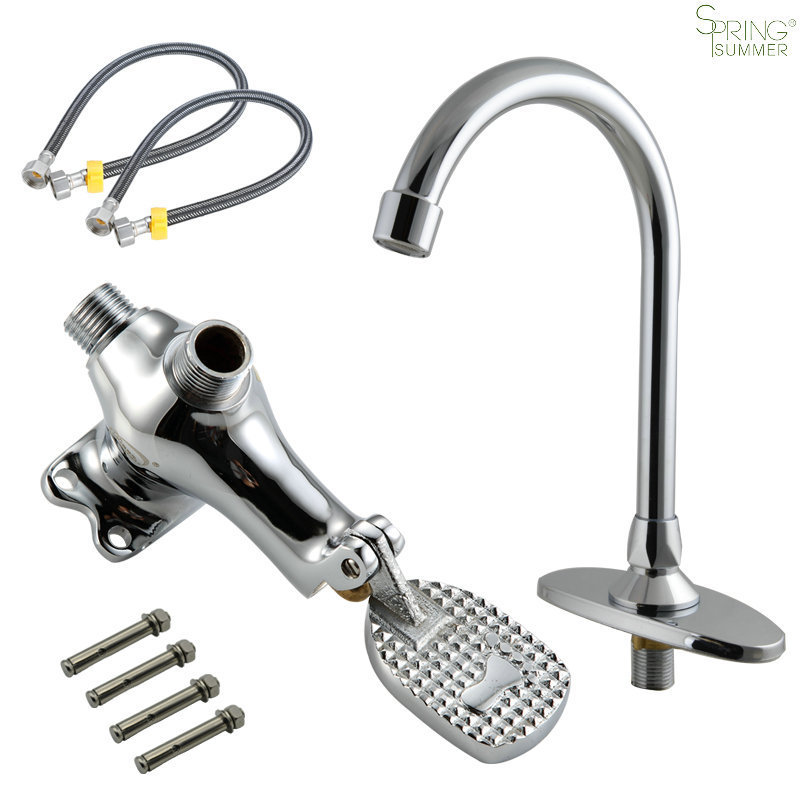 Hospital Faucets Foot Valve  Faucet Pedal Tap Kitchen Cold Water Foot Operated Hand Wash Sink Faucet