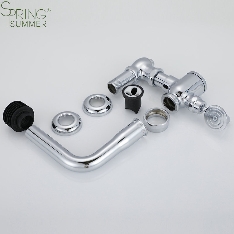 SPRING SUMMER Brass  Hand Press Time Delay Toilet Flush Valve WC Commode Flushing Valve