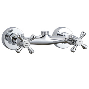 Bathroom Hot And Cold Water Mixer Valve dual  Handle Brass Bath Shower  Mixer Taps Cross Handle Faucet