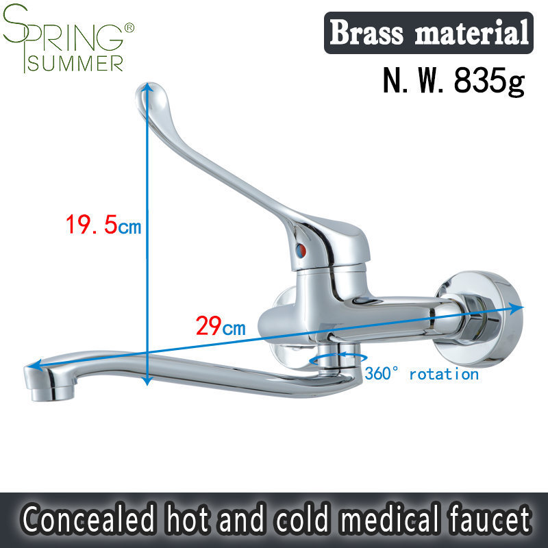 Hospital wall mounted hot and cold water mixer  basin faucet Tap Long Handle medical Basin Faucets