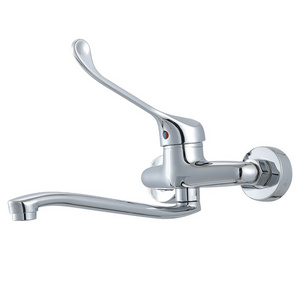 Hospital wall mounted hot and cold water mixer  basin faucet Tap Long Handle medical Basin Faucets