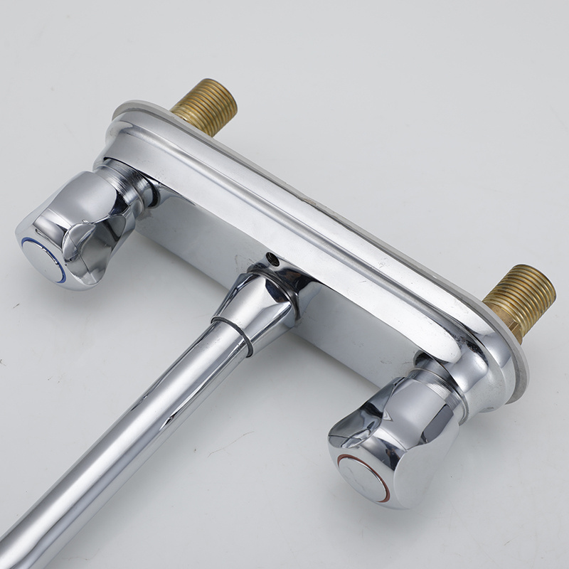 4 Inch 3 Two Hole Dual Handle Bathroom Sink Basin Mixer Taps  Three Hole Chrome Cold And Hot Water Kitchen Faucet