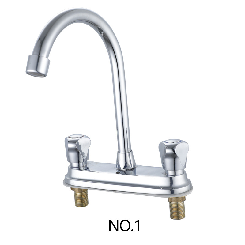 4 Inch 3 Two Hole Dual Handle Bathroom Sink Basin Mixer Taps  Three Hole Chrome Cold And Hot Water Kitchen Faucet