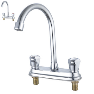 4 Inch 3 Two Hole Dual Handle Bathroom Sink Basin Mixer Taps  Three Hole Chrome Cold And Hot Water Kitchen Faucet