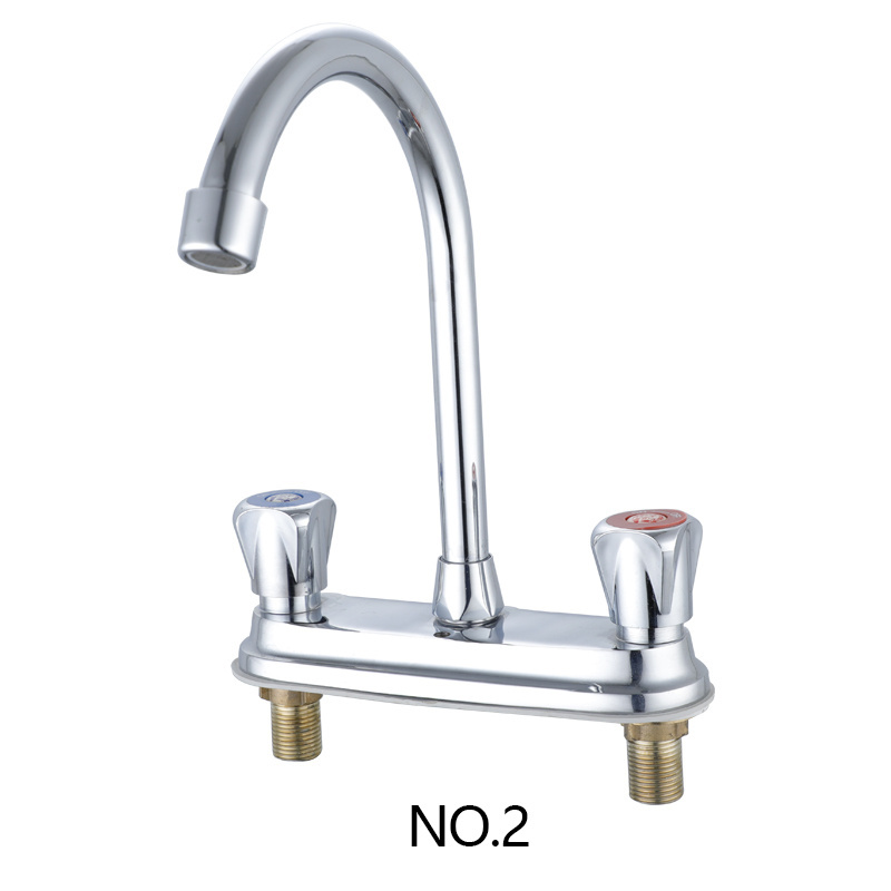 4 Inch 3 Two Hole Dual Handle Bathroom Sink Basin Mixer Taps  Three Hole Chrome Cold And Hot Water Kitchen Faucet