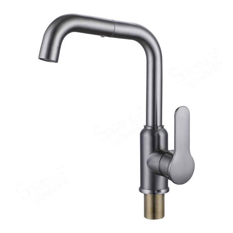 SPRING SUMMER Modern Grey Stainless Steel Kitchen Sink Faucets  Nickel 360 Kitchen Mixer Sink Tap 03