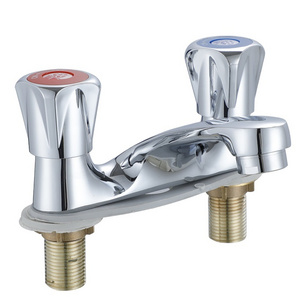 Spring Summer Double Handle Hot Cold Single Single Lever 3 Holes Bathroom Basin Faucets Three Hole Basin MixerTap