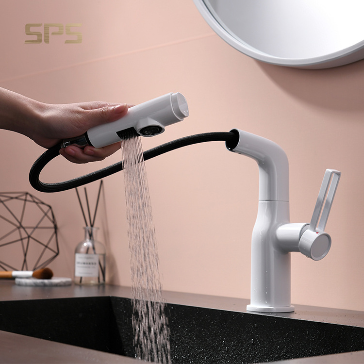 A8141 Pull Out and Pull Up Faucet Multi-function Bathroom Hot Cold Water Taps Brass Body Sink Faucets Washroom Basin Mixer