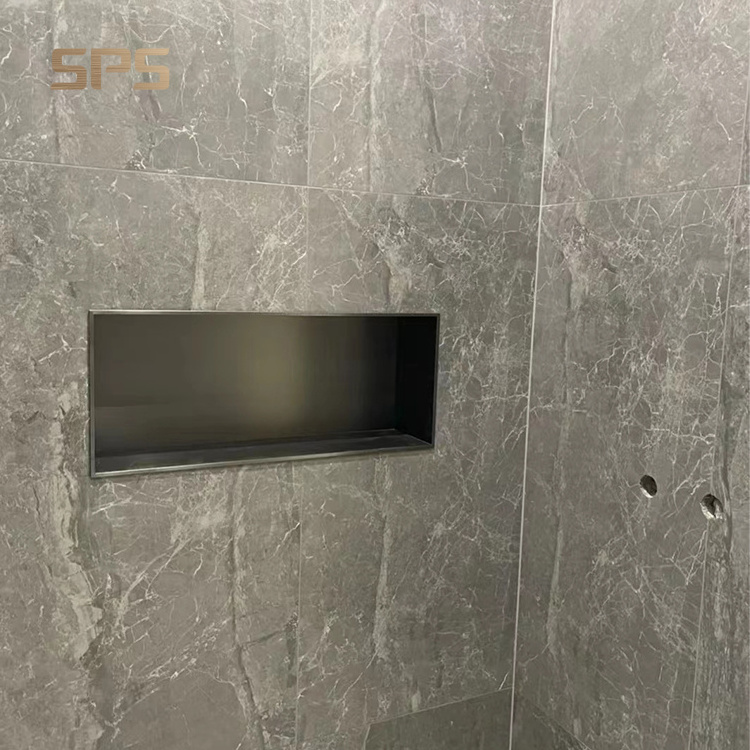 B3-1H Customized Size Bathroom 304 Stainless Steel Black Single Double Triple Quadruple Recessed Shower Niches Bath Square Shelf