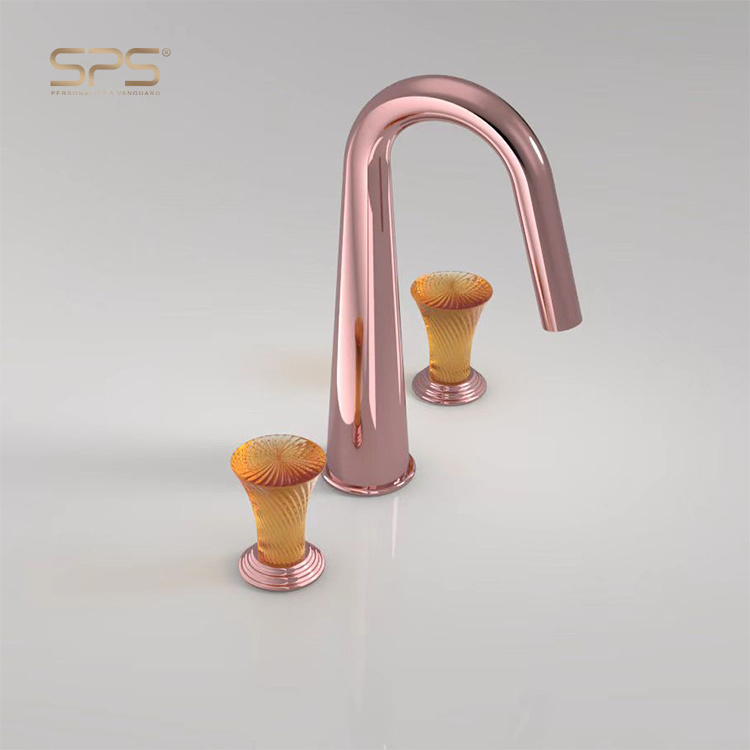 A7038 Deluxe Bronze Faucet Widespread 3 Hole Sink Faucets Deck Mounted Bathroom Basin Water Mixer Taps For Showers And Sinks