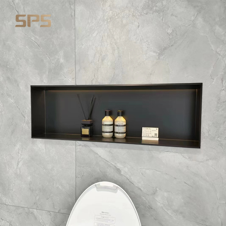 B3-1H Customized Size Bathroom 304 Stainless Steel Black Single Double Triple Quadruple Recessed Shower Niches Bath Square Shelf