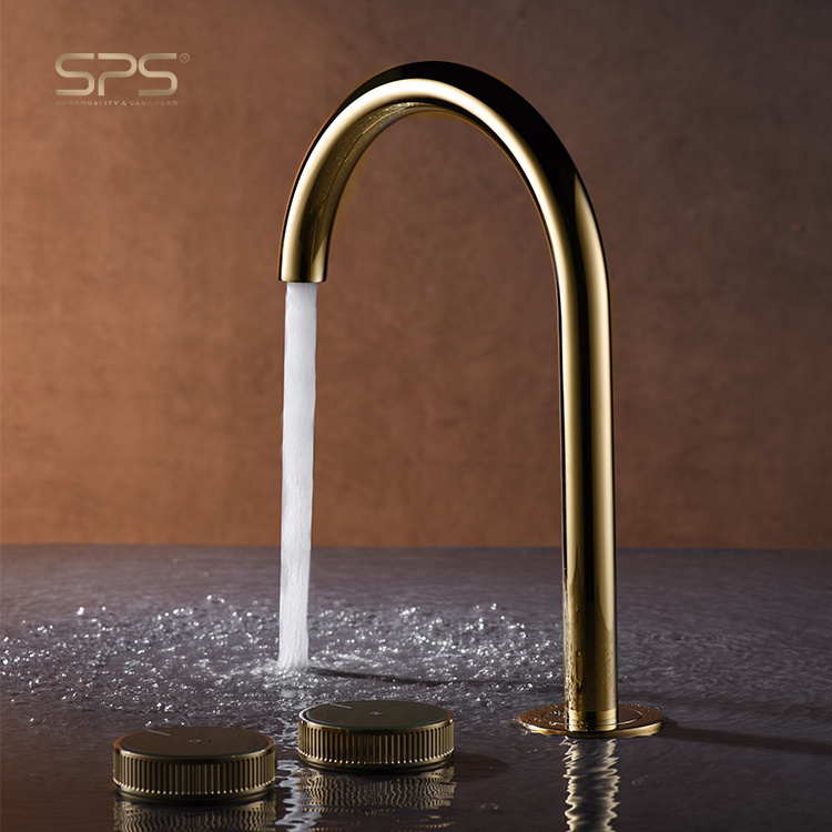 A2066 Luxury Whirling Switch Basin Faucet Rose Gold Hot and Cold Dual Handle Brass Taps Bathroom Sinks Basin Mixer Tap Faucet