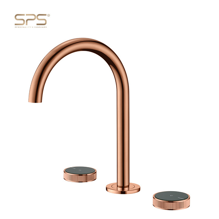 A2066 Creative basin faucets bathroom hot cold mixer goose neck water taps washroom countertop sink faucet rose gold new design