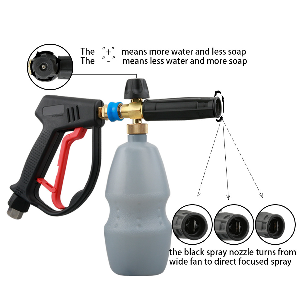 SPS 4000 PSI High Pressure Snow Foam Cannon Gun 5 color nozzles M22-15 fitting Car Wash Kit