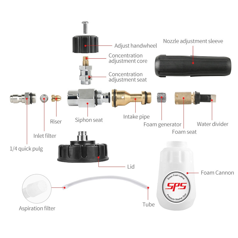 SPS High Pressure Washers Car Wash Foam Spray Gun Snow Foam Cannon Lance Trigger Short Gun