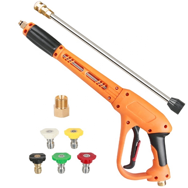 SPS 4000PSI 280BAR M22-14mm High Pressure Washer Gun Water Spray Gun With Extension Wands And 5 Color Nozzles Car Wash Spray Gun