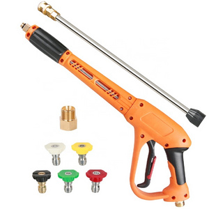 SPS 4000PSI 280BAR M22-14mm High Pressure Washer Gun Water Spray Gun With Extension Wands And 5 Color Nozzles Car Wash Spray Gun