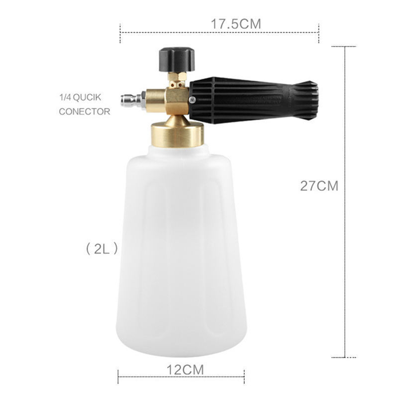 SPS Reusable Hydraulic Hose Fittings 2L Snow Foam Lance Car Wash Adjustable Nozzle White Bottle Foam Cannon