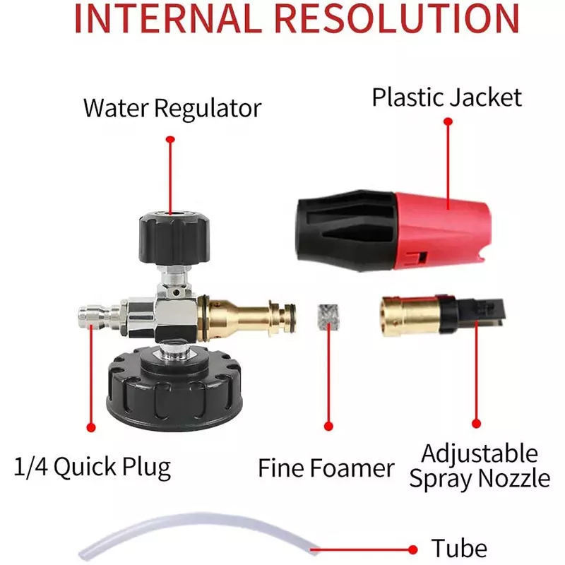 1/4 Quick Connector 1 Liter 5 Pressure Washer Nozzle Tips foam cannon for pressure washer 4000psi with gun