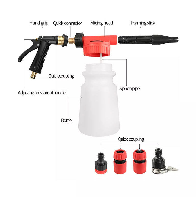 4 Color Low Pressure Handheld Car Washing Water Gun Multiple Colors Wash Water Hose Foam Sprayer