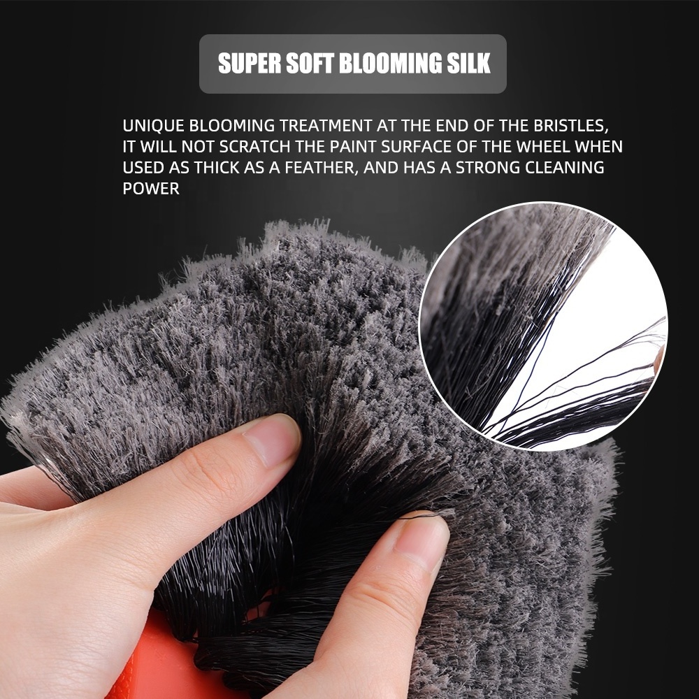 SPTA Soft Tip Bristle Wheel Brush Tire&Rim Cleaning Brush Auto Exterior Surface Washing Brush For Auto Detailing