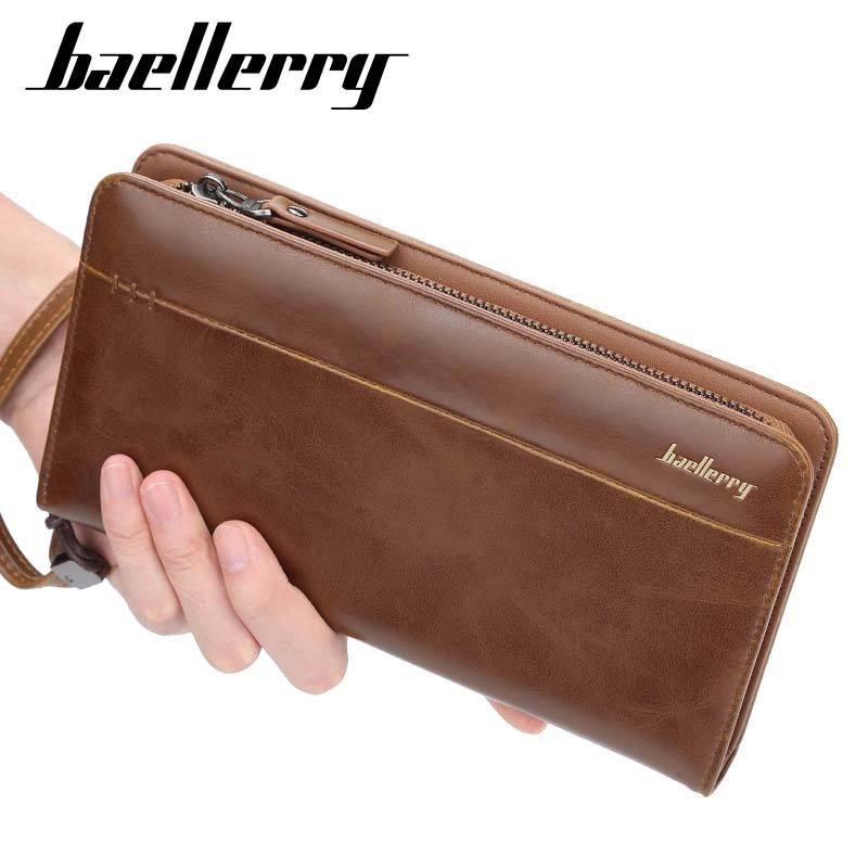 Baellerry Luxury Brand Men's Wallets  Long Purse Male Clutch PU Leather Zippers Wallet Men Business Wallet Coin Purse