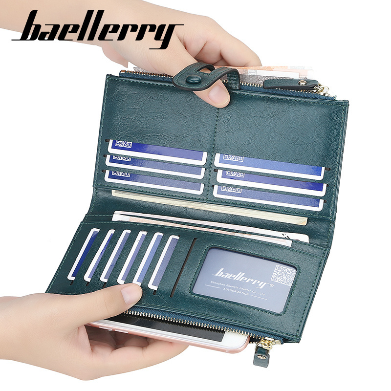 Baellery 1825 Brand Women Wallets Fashion Long Leather Top Quality Card Holder Money Bag Female Vintage Purse Zipper&Hasp Wallet