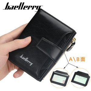 Baellery 2349 Brand New Leather Wallet Women Short Zipper&Hasp Coin Purse Vintage Men Card Holder Money Bag Purse Unisex Clutch