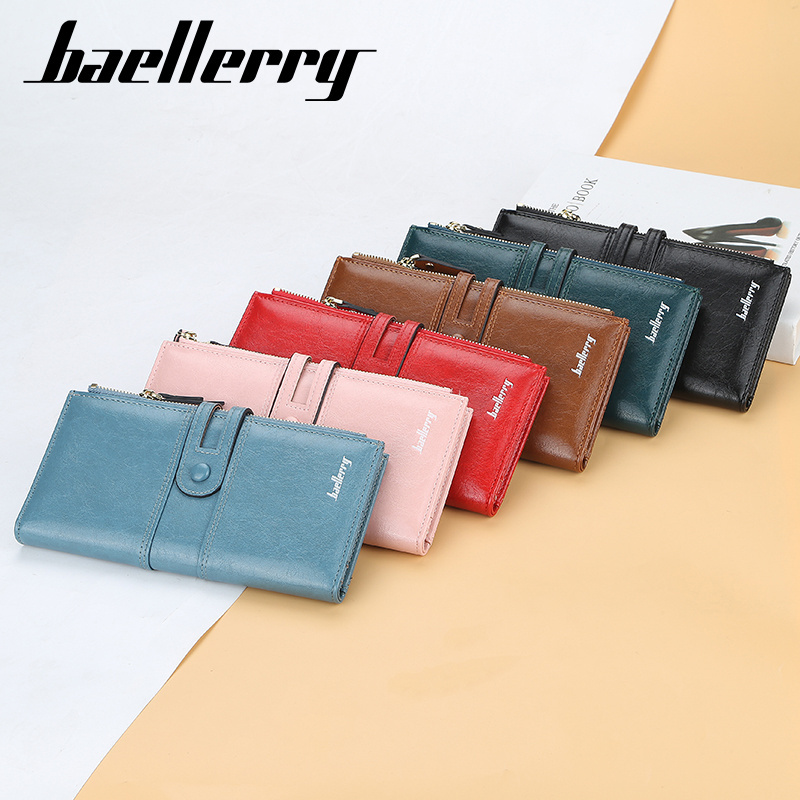 Baellery 1825 Brand Women Wallets Fashion Long Leather Top Quality Card Holder Money Bag Female Vintage Purse Zipper&Hasp Wallet