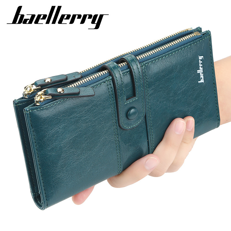 Baellery 1825 Brand Women Wallets Fashion Long Leather Top Quality Card Holder Money Bag Female Vintage Purse Zipper&Hasp Wallet