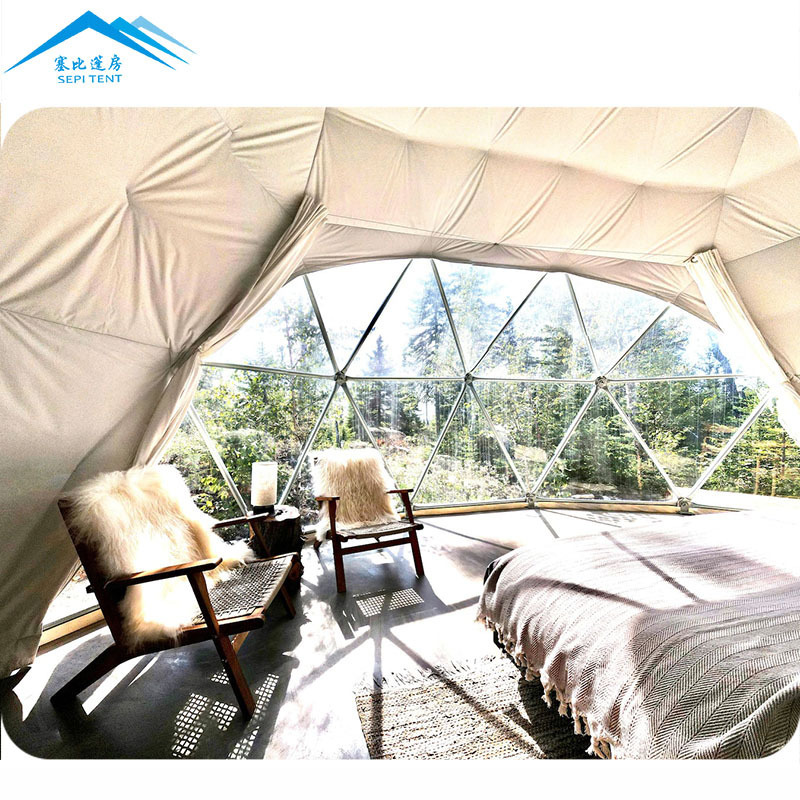 Luxury hotel waterproof geodesic dome kit glamping 6m dome tents house