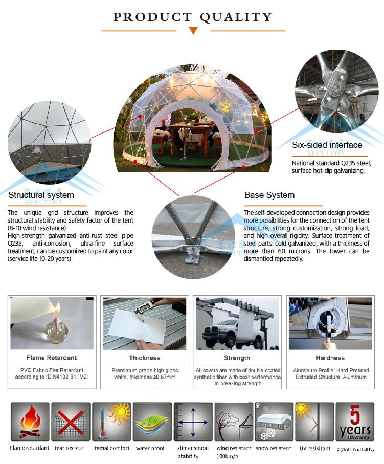 Outdoor Pvc Clear Restaurant Geodesic Igloo Dome Tent For Dining Wedding Camping Party Geodesic Dome Tent