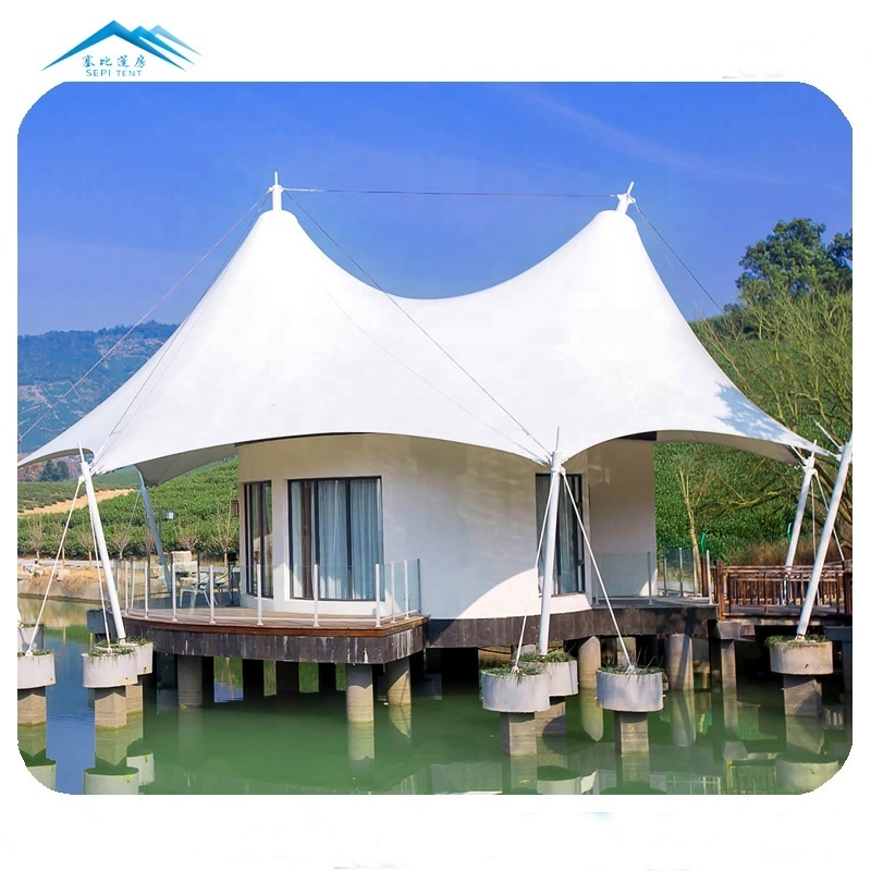 Unique design outdoor hotel room tent waterproof roof awning canopy tensile membrane fabric structure for resort