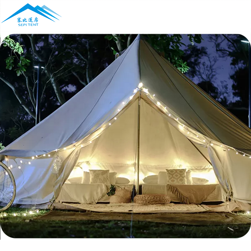 Customized Hotel Brown Waterproof Outdoor Camping Glamping Tent Yurt Luxury Wall 3M 4M Bell End Tent 5M 6M 7M Insulate Boutiquz