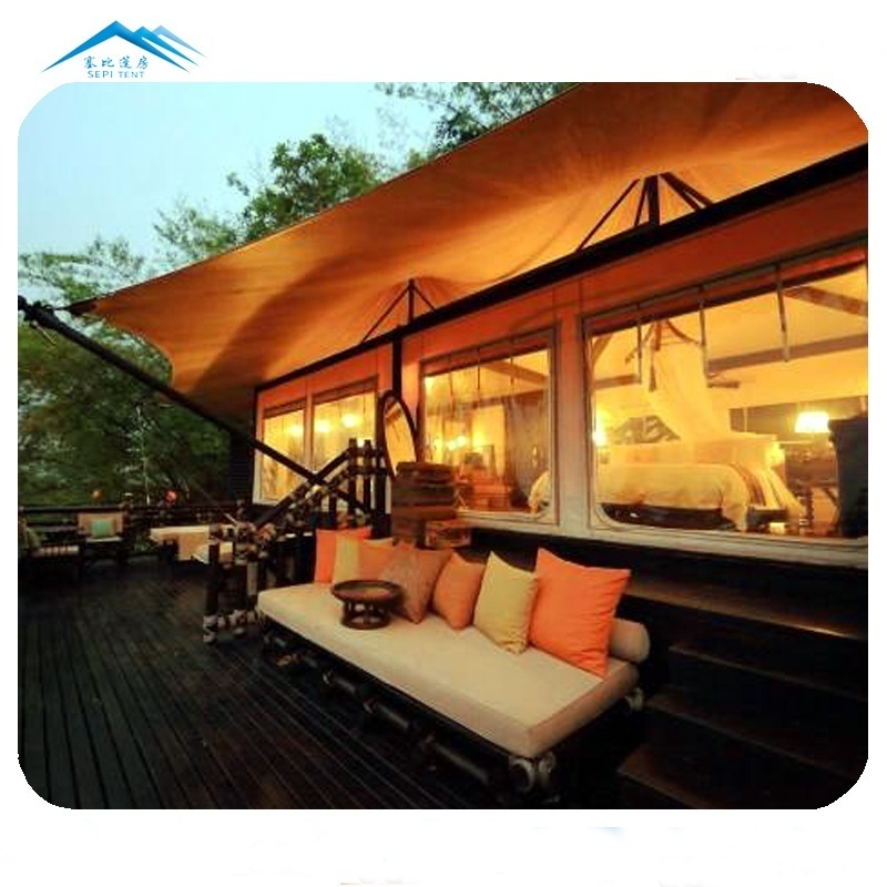 Unique design outdoor hotel room tent waterproof roof awning canopy tensile membrane fabric structure for resort