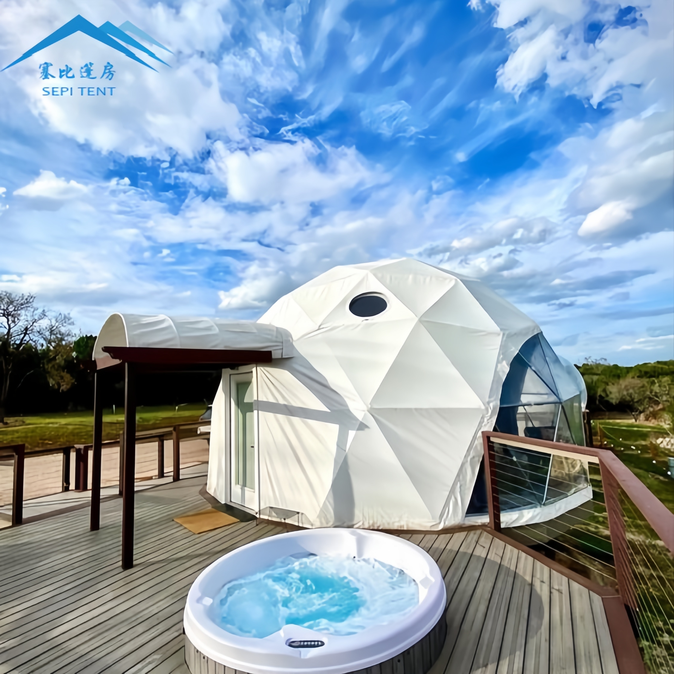 Custom 2024 Windproof Glamping Dome Tents Outdoor 4m/5m/6m Transparent Hotel Resort Geodesic Igloo Dome Tent With Bathroom