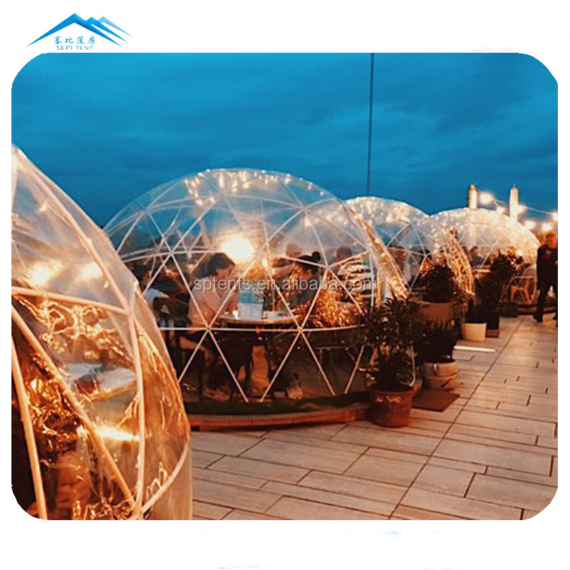 Customized Round Glamping Waterproof Outdoor Transparent Geodesic Sphere Gazebo Plastic Clear Backyard Dome Tent Igloo For Sale