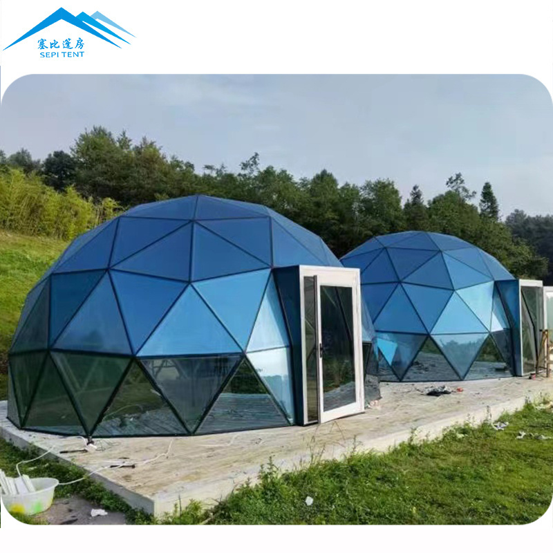 Custom High Quality Insulated Metal Frame Luxury House Outdoor Soundproof Glamping Igloo 10M Glass Dome Tents 10X10 For Resort