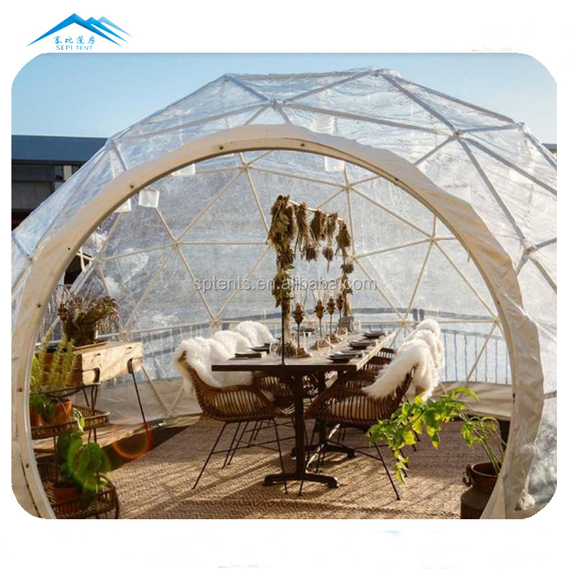 Customized Outdoor Glamping Camping Waterproof Garden Clear Plastic PVC Gazebo Transparent Sphere Igloo Dome Geodesic Dome Tents