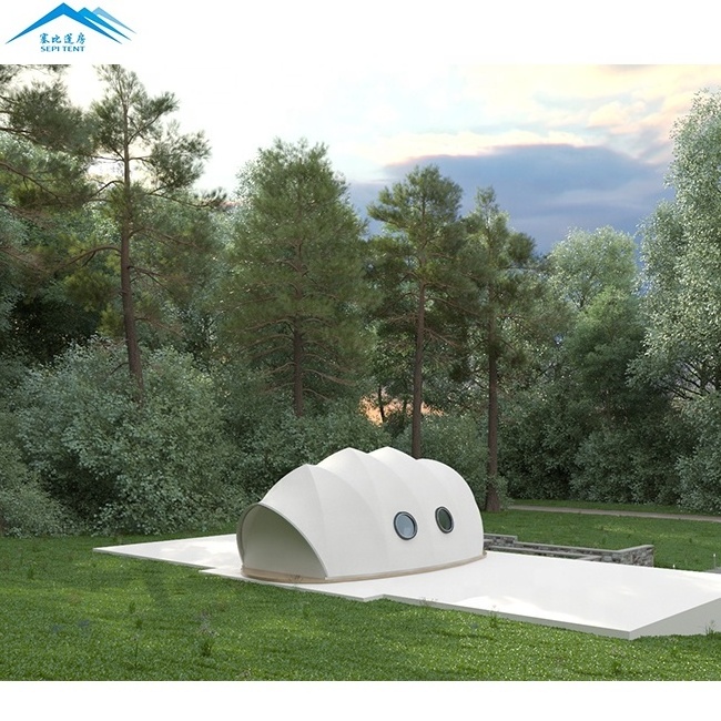 Prefabricated domo glamping tiny hut tent houses romania PVDF insulation cover hotel room resort shell glamping tents