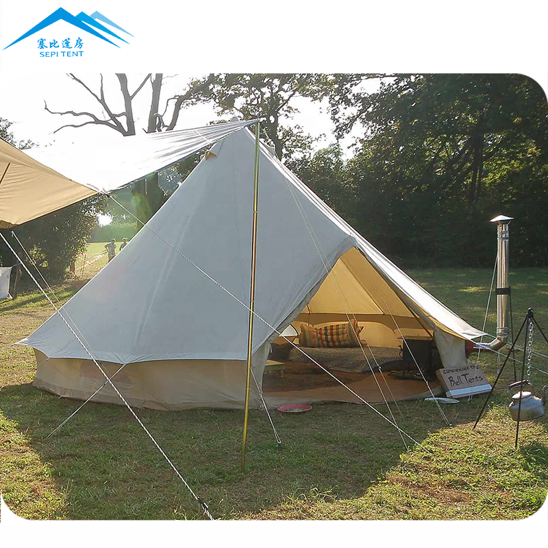 Customized Hotel Brown Waterproof Outdoor Camping Glamping Tent Yurt Luxury Wall 3M 4M Bell End Tent 5M 6M 7M Insulate Boutiquz