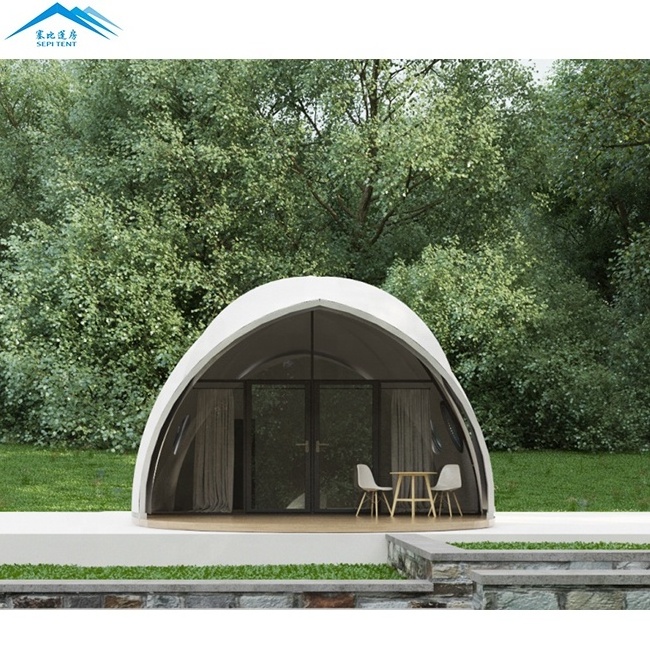 Prefabricated domo glamping tiny hut tent houses romania PVDF insulation cover hotel room resort shell glamping tents